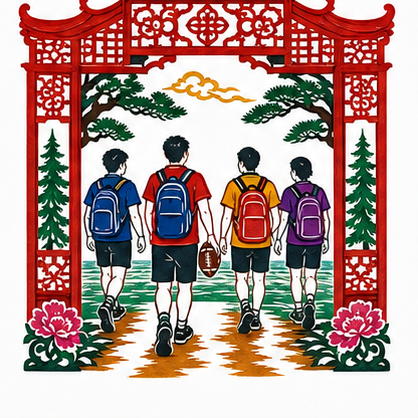 青年队伍入场剪纸